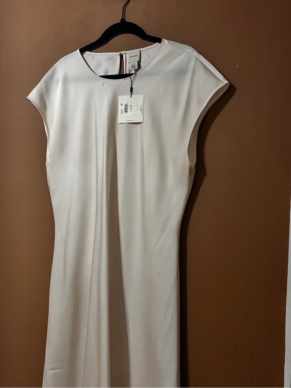 Calvin Klein Cream Cap-Sleeve Maxi Dress